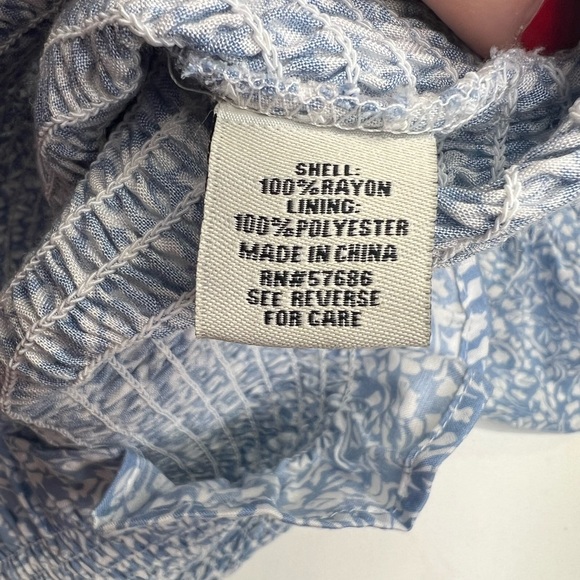 Blue Smocked Ruffle Neckline Shirred Blouse Size Large By Miss Selfie - Picture 9 of 10